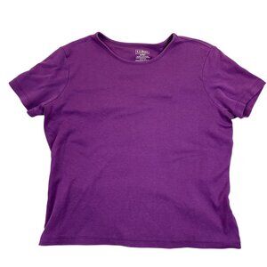 L.L. Bean Womens T-Shirt Small Pettite Cap Sleeve Pullover Casual Purple Cotton